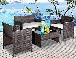 Goplus 4 Pc Rattan Patio Furniture Set Instructions Rattan Patio Furniture Patio Furniture Sets Patio Furniture