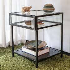 17 Stories Peay Glass Top 4 Legs End Table With Storage Reviews Wayfair In 2020 Metal End Tables End Tables With Storage All Modern Furniture