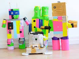 Sponge painted shape robots craft | i heart crafty things 2. Recycled Robots Kids Craft Fun365