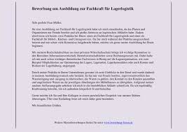 Bewerbung Als Fachkraft Fur Lagerlogistik Bewerbungsforum