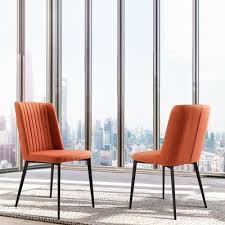 Set Of 2 Homer Contemporary Dining Chair Orange Modern Home In 2020 Orange Dining Chairs Contemporary Dining Chairs Dining Chairs