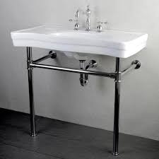 Kingston Brass Console Table Combo In White With Metal Legs In Polished Chrome Hvpb1361st The Home Depot Vintage Bathroom Sinks Bathroom Sink Vanity Vintage Sink