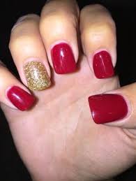 Since acrylic nails are a combination of liquid monomer and powder polymer when applied to your nails and exposed to the air, they form a hard layer, so you're guaranteed to 22. Red And Gold Acrylic Red Nails Glitter Gold Acrylic Nails Short Square Acrylic Nails