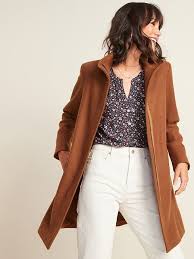 Relaxed Soft Brushed Funnel Neck Coat For Women Old Navy In 2020 Coat Funnel Neck Coats For Women