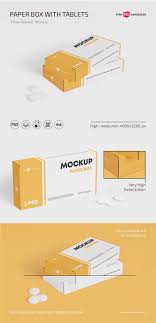 Download Free Psd Paper Box With Tablets Mockup Set Paper Box Box Mockup Free Psd