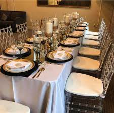 Make sure the edge of the placemat is about an inch away from the edge of the table. Sophisticated Linen Llc Dinner Party Setup By Brittany With Bsherrinola White Linen White Napkins And Black Chargers From Sophisticated Linen Facebook