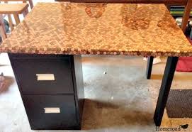 How To Make A Desk Using Pennies Penny Table Tops Penny Table Diy Desk
