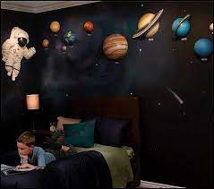 Space Themed Room Decor Ideas Colour Rocket Ships Pillows Children Fun Lights Stars Outer Space Bedroom Outer Space Bedroom Decor Space Themed Bedroom