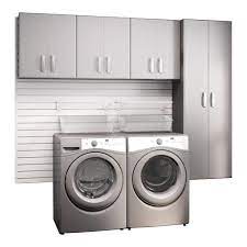 Flow Wall Modular Laundry Room Storage Set With Accessories In Platinum Carbon Fiber 4 Piece Fcs 9612 4pc The Home Depot In 2021 Laundry Room Storage Laundry Room Storage Solutions Room Storage Diy