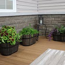 Coordinate large planters with small planters to tie the look together, or go for an. Sunnydaze Oval Acacia Wood Barrel Planter Set Of 3 Decorative Rustic Outdoor Standing Planters Includes 17 75 Inch 20 5 Inch And 23 75 Inch Wide Pots Walmart Com Walmart Com