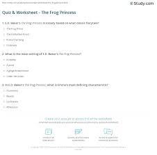 It is the third ingredient. Quiz Worksheet The Frog Princess Study Com