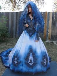 Gothic Black And Blue Wedding Dresses Gothic Wedding Gown In Metalic Blue And Black By Myliltreasureboxx 359 00 Black Gothic Dress Gowns Black Wedding Dresses
