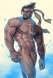 redgart, hanzo (overwatch), overwatch, overwatch 1, looking away, highres,  1boy, abs, facial hair, flaccid, male focus, muscular, nude, pectorals,  penis, solo, tattoo - Image View - | Gelbooru - Free Anime and Hentai  Gallery