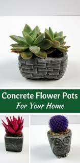 Original diy planter with pebbles. Handmade Concrete Flower Pots For Your Home Our Unique Home Decoration Ideas Will Transform Your Home And Flower Pots Concrete Flower Pots Unique Flower Pots