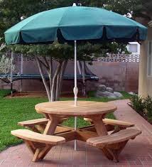 Round Wooden Picnic Table With Attached Benches Modern Outdoor Patio Diy Patio Table Round Patio Table