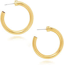 Available in gold vermeil and sterling silver, rowan huggies and hoops complete any look. Amazon Com 14k Plated Gold Hoops Lightweight Thick Hoop Chunky Gold Hoop Earrings For Women 1 5 Clothing Shoes Jewelry