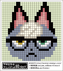 あつまれどうぶつの森 ジャックのアイロンビーズ ドット絵図案 あつ森 サキエルのアニメドット絵ブログ クロスステッチ 図案 どうぶつの森 ドット絵
