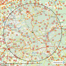 Calcuate the radius distance of a circle at a location on a map to measure the distance in all directions. Stepmap Meinerzhagen 25 Km Radius Landkarte Fur Welt