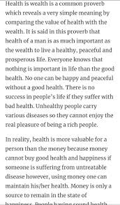 Paragraph On Health Is Wealth For Class 6 Brainly In