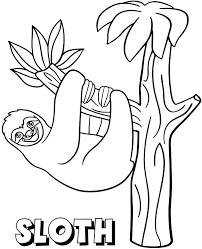 Look in treetops of the tropical forests of south america, and you'll find sloth, just hanging out. Printable Sloth Coloring Page For Kids