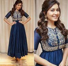 Wunderschones Seidenkleid Kurti Mit Handstickerei Auf Joch Frisurenanzuge My Frisuren Designer Anarkali Dresses Indian Gowns Dresses Indian Gowns