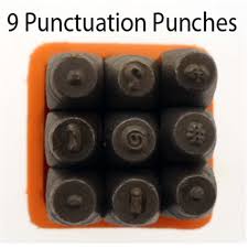 9 Pc. Hardened Steel Punctuation Mark Punch Set In 1/16" Size