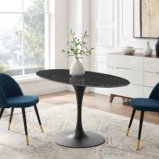 This is a big steel table for your patio. Lippa 54 Artificial Marble Oval Dining Table Contemporary Modern Furniture Modway