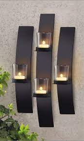 Flower & grass wall mats. Set 3 Modern Black Metal Wall Mount Tea Light Candle Holder Sconce Candelabros De Pared Mueble De Pared Candelabros