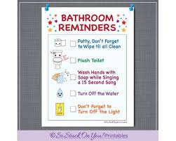 Bathroom Reminder For Kids Instant Download Printable Etsy Bathroom Rules Printable Chores For Kids Etsy Printables