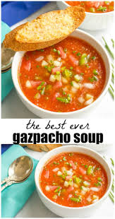 Easy Tomato Gazpacho Soup A Cold Summer Soup Recipe With Plenty Of Fresh Summer Soup Recipes Gazpacho Soup Gazpacho Recipe