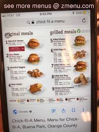 Each item contains roughly the same amount of calories (between 400 and 500) and high levels of protein and carbs. Online Menu Of Chick Fil A Restaurant Rohnert Park California 94928 Zmenu