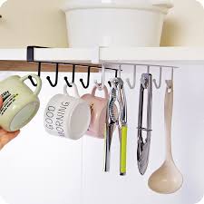 A fabulous kitchen helper, it simply hooks over the top of a. 6 Hooks Cup Holder Hanger Hook Kitchen Cabinet Under Shelf Storage Rack Hook Kitchen Storage Punch Free Multifunctional Hooks Lenofox