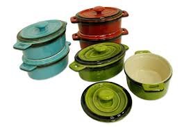 Cavendish stoneware mixing bowls, set of 3 details. Colorful Stoneware Mini Casserole Pots With Lids Set Of 4 Bakeware Bakers Casseroles Ekbotefurniture Com
