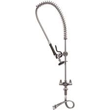 The cold and hot water handles are. T S Part 5pr 2s00 T S 2 Handle Pull Down Sprayer Kitchen Faucet In Polished Chrome Food Service Kitchen Faucets Home Depot Pro