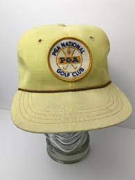 Vintage Pga National Golf Club Hat Collectible Patch Yellow Linen Derby Cap Usa Derbycapsportscapsofdistinction Baseballcap Out Yellow Linen Hats Golf Clubs