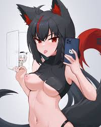 red eyes, open mouth, tongue piercing, nipple piercing, multiple girls - Anime  R34