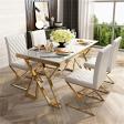 Modern Luxury Ss Base Marble Dining Table