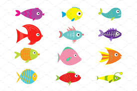 Cute Fish Set Cute Fish Cartoon Fish Fish Drawing For Kids