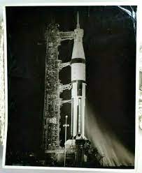 RARE 1968 APOLLO 7 Saturn IB ROCKET NASA LAUNCHPAD PHOTO BLUE STAMP  DISCRIPTION | eBay