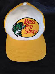 Bass Pro Shops Fishing Snapback Trucker Cap Hat Logo Patch Embroidered Yellow Bass Pro Shop Hat Bass Pro Shop Trucker Hat