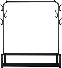 Garderobenständer, kleiderständer garderobe metall mit schuhregal 3 ablagen, freistehende garderobe kleiderständer mit 8 abnehmbaren haken für kleidung, hüte,schale,handtaschen, regenschirm, 2 ablagen Udear Kleiderstander Freistehender Kleiderstander Mit Oberer Stange Unterer Ablage Und 6 Haken Schwarz Amazon De Kuche Haushalt Wohnen