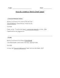 Works Cited Instruction Works Cited Worksheet Works Cited Citing Sources Book Works