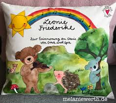 Geschenk Zur Taufe Mit Taufspruch Und Datum Malerei Fur Kleine Kissen Zur Taufe Und Geburt