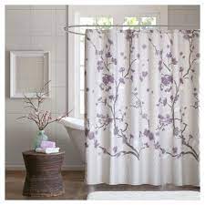 Full coverage design on front, white back side. Sakura Cotton Printed Shower Curtain Purple Target