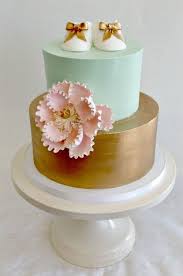 Adorable Baby Shower Cakes Gold And Green Baby Shoes Cake Fluffy Thoughts Cakes Corner Stor Baby Shower Cakes Girl Gold Baby Shower Cake Baby Shower Cakes