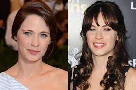 I have no idea if zooey was ever an early '00s sk8er, but she definitely got the look down. What 19 Celebrities Look Like With And Without Bangs Zooey Deschanel Hair Celebrity Bangs Hairstyles With Bangs