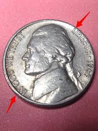 1965 Jefferson Nickel Error Coin Coins Paper Money