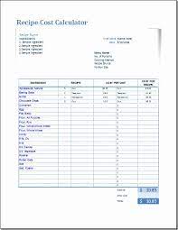 Recipe Cost Card Template Luxury Recipe Cost Calculator Template Excel Recipe Template Food Cost Home Bakery Business