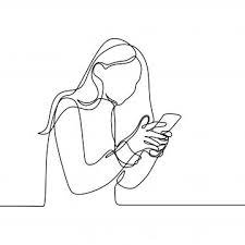 Girl Playing And Using Smart Phone Continuous Line Drawing One Lineart Of Women Communication Concept Vector With Mobile Gadget Technology Minimalism Design Il Continuous Line Drawing Line Drawing Line Art Drawings