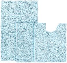 Fifu bathroom rugs non slip soft microfiber durable thick shaggy bath mats bath rugs for bathroom, ultra water absorbent, machine washable,blue ashes,17x24 inches 4.1 out of 5 stars 147 $16.99 $ 16. Amazon Com Bysure Baby Blue Bathroom Rug Set 3 Piece Non Slip Extra Absorbent Shaggy Chenille Bathroom Rugs And Mats Sets Soft Dry Bath Rug Mat Sets For Bathroom Washable Carpets Set Light